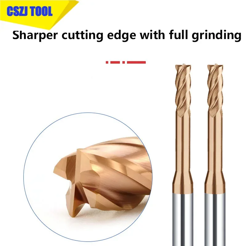 Csj 1 מחשב hrc65 2/3/4 חליל טונגסטן קרביד קצה טחנה חותך כרסום cnc rootterbits חליל ארוך 1 מ 