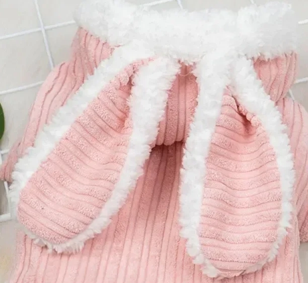 Winter Rabbit Ear Teddy Bear Dog Cat Clothes Warm Comfortable Elastic Cute Pet Coat Clothing for Small Dogs - view 5