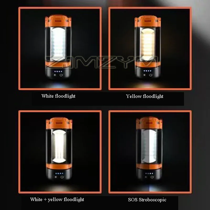 2200 لومينز التخييم ضوء تصغير مقاوم للماء مصباح خيمة قابلة للشحن مغامرة الصيد كشاف الطوارئ مع قوس