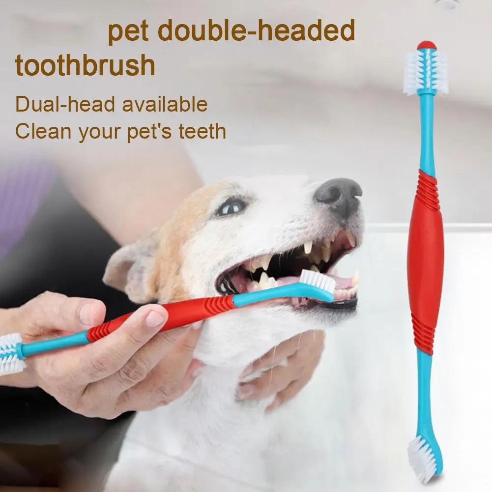 Double Head Pet Toothbrush Cat Dog Pet Cleaning Toothbrush Hair Soft Oral Material Maintain Safe Food Non-irritating Pet Gr R8E0