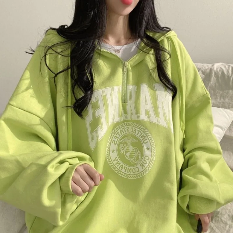 

Green Hoodies Sweatshirts for Women Yellow Hooded Sport Female Clothes Emo Y 2k Vintage Winter Cold Xxl New in On Promotion Tops