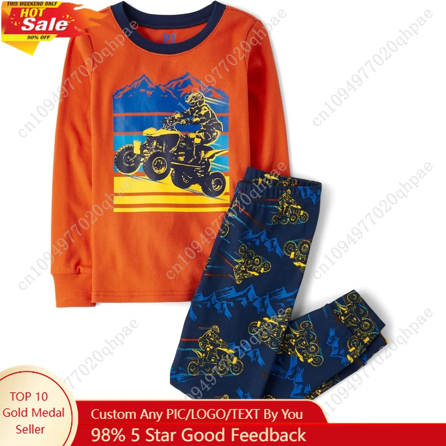 

The Children's Place Boys' 100% Cotton Long Sleeve Top and Pants, 2 Piece Pajama Set