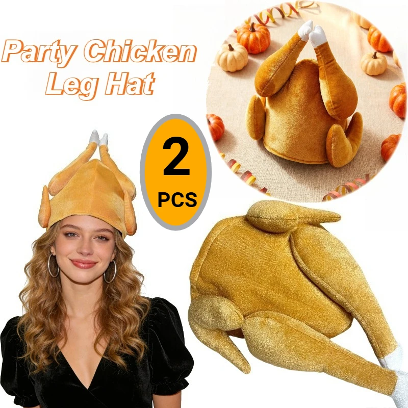 2 pieces of turkey chicken leg hats, funny and novel headwear hats, unisex Thanksgiving party costumes and accessories