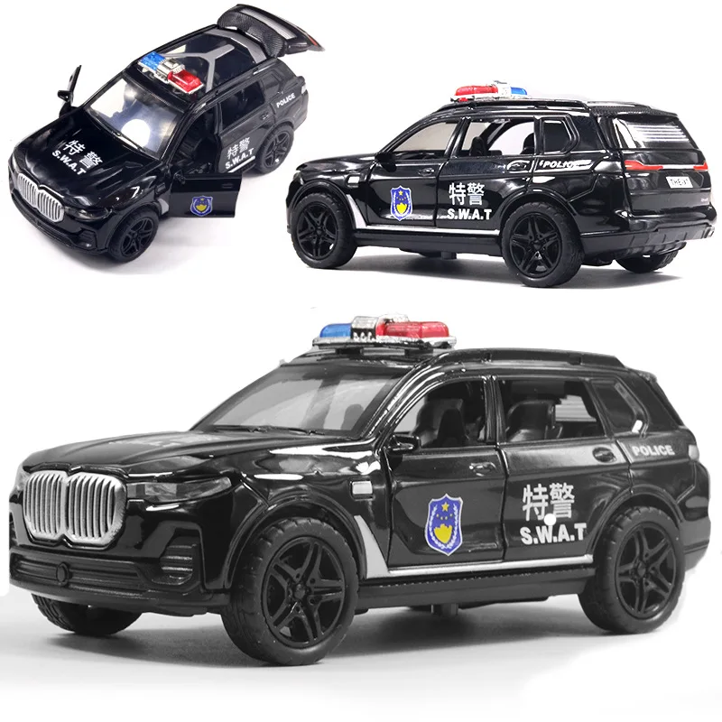 

1:36 Diecast Alloy Police Car Models Doors Opened Light Pull Back Function Metal Sports Cars Model Toys Ambulance Fire Truck