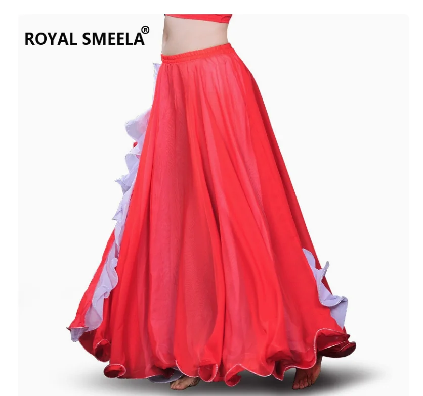 1pcs/lot woman chiffon belly dancing long skirt lady sexy slit long dancing skirt performance skirt
