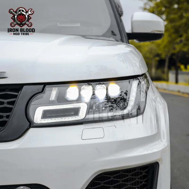 Conjunto de Faros Delanteros Modificados con Lentes LED Matrix para Range Rover Sport 2014-2017, Luces de Circulación Diurna Antiguas a Nuevas