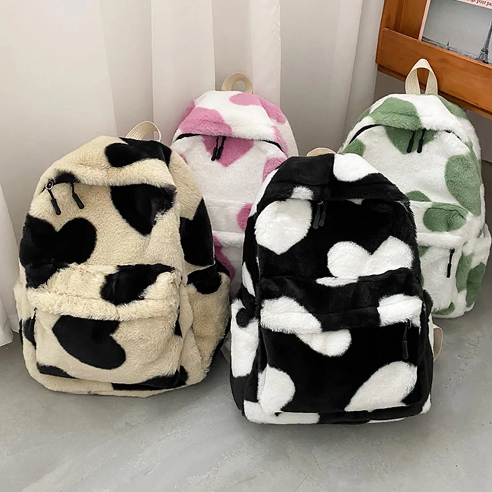 Bestickt Komfortable Plüsch Rucksack Winter Rucksack Custom Name Einzigartige Studenten Schul Gestickte Name Gefleckt Niedlich Tasche