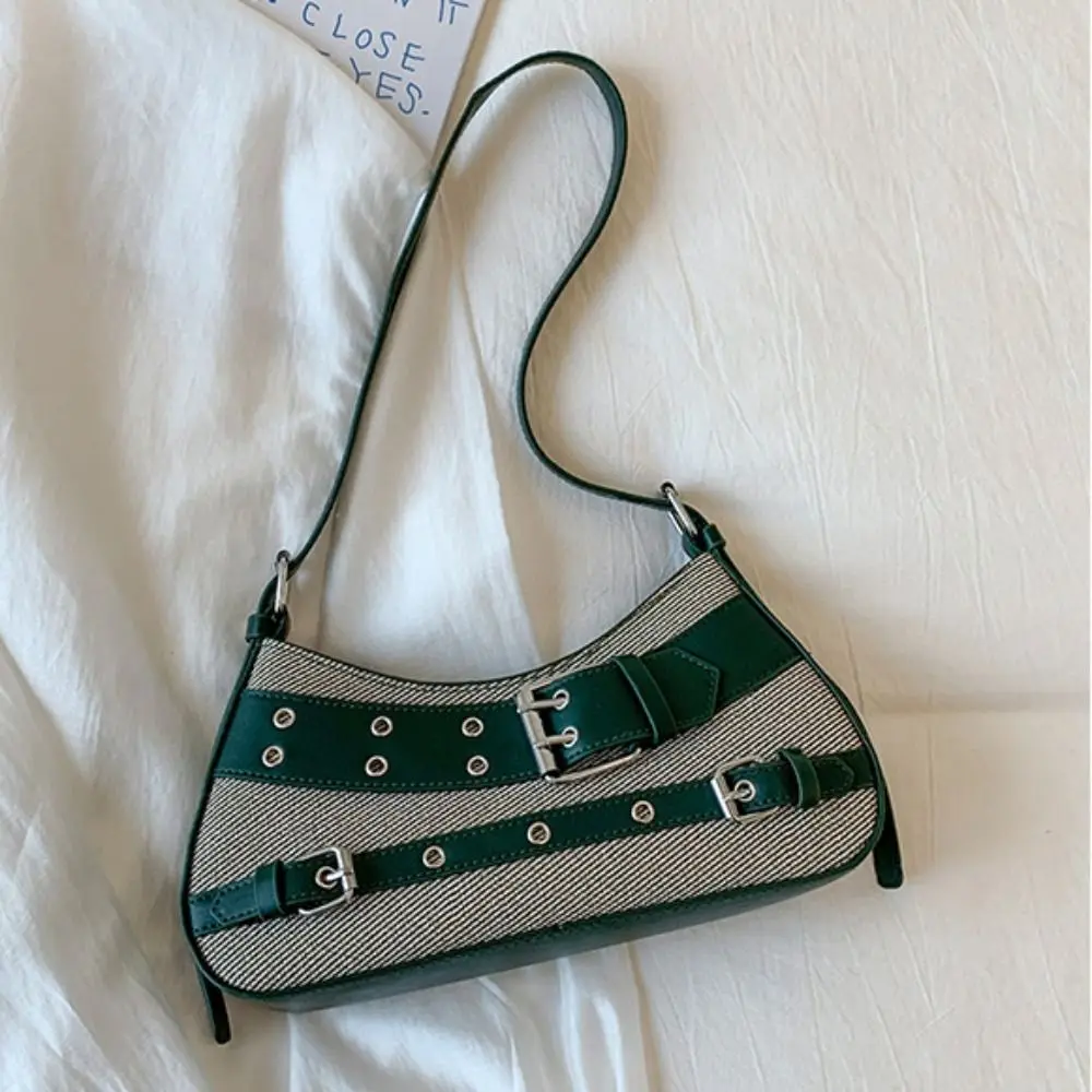 

Модная сумка Y2K, сумка подмышки, пряжка ремня с заклепками, пряная сумка на плечо для девочек, сумка подмышки, ретро сумка через плечо для девочек