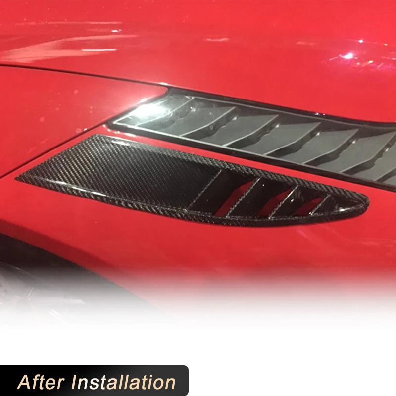 Full Carbon Fiber Front Air Intake Vents Trim for Ferrari 458 Base Coupe 2011-2013 Car Front Air Vent Mesh Covers Fender Trims