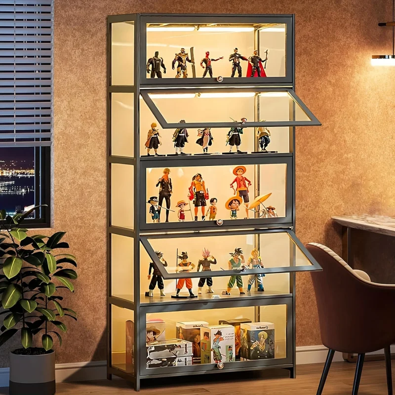 Curious Display Cabinet，5 Layer Storage Rack with Acrylic Door，Collectible Toy Organizing Rack and Display Rack，Suitable for Chr