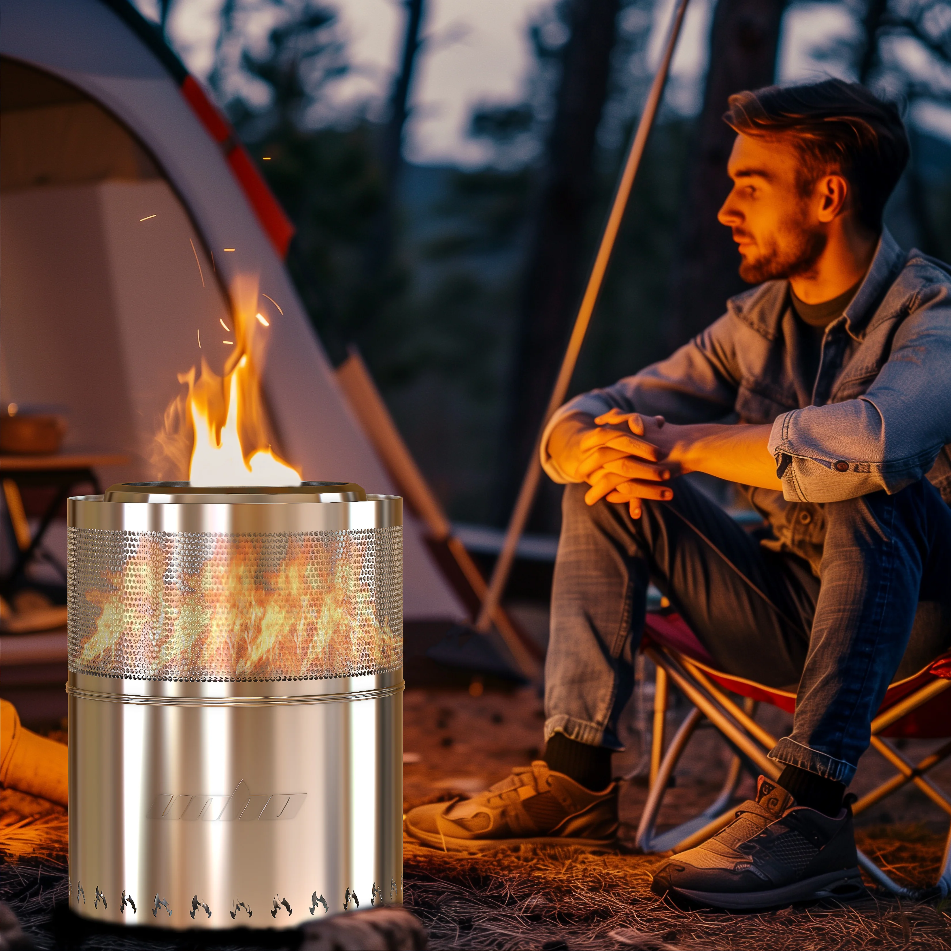 36cm bezdymny palenisko na zewnątrz Camping palenisko na drewno opałowe palenisko ze stali nierdzewnej do spalania drewnem, grill z znacznym