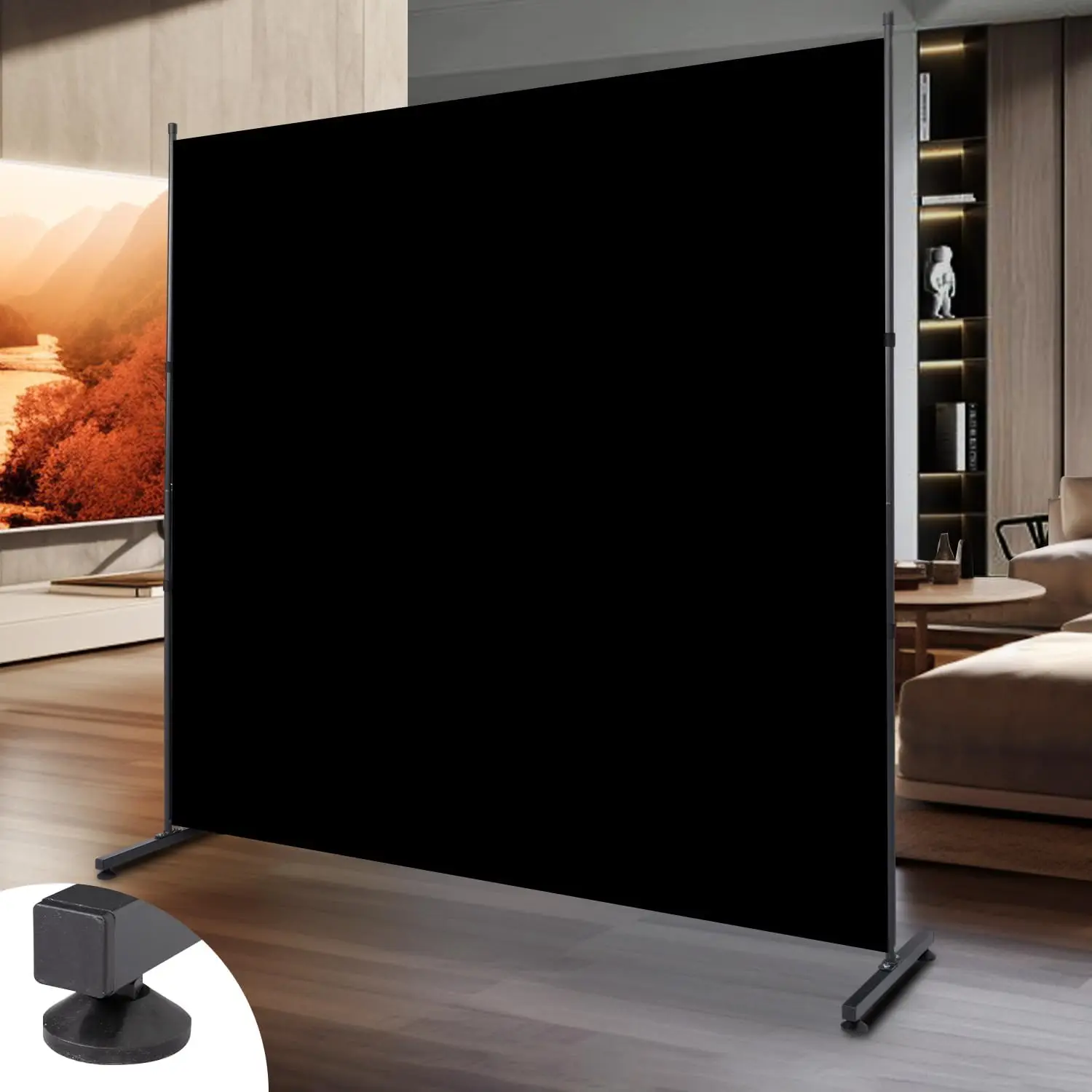 6FT Single Panel Privacy Screen, 71'' Wide Fabric Room Divider for Indoor Separation, Portable Freestanding Wall