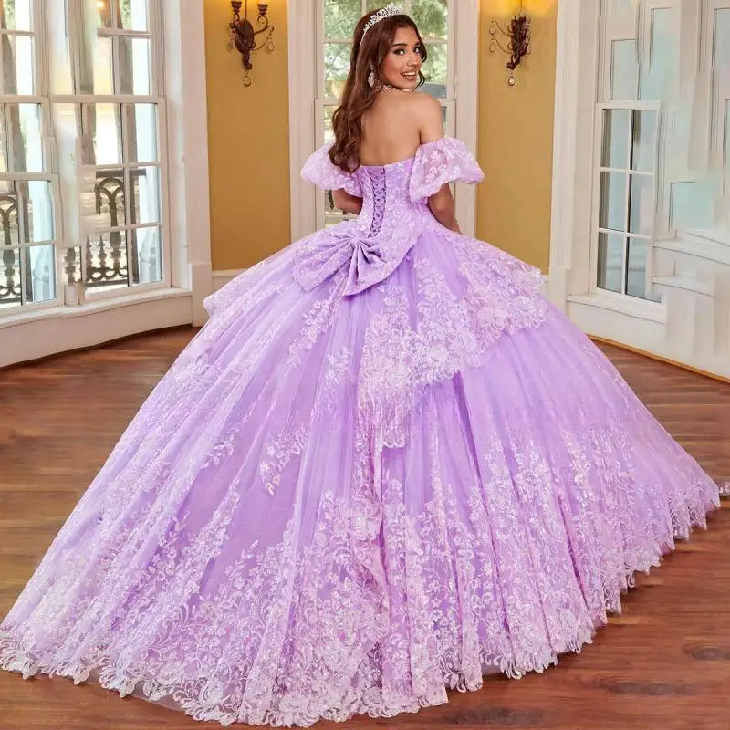 Мексиканское платье Quinceanera по индивидуальному заказу, бальное платье с аппликацией в виде бабочки, расшитое бисером, большой бант, формальный корсет, сладкий 15, 16, Vestidos De 15