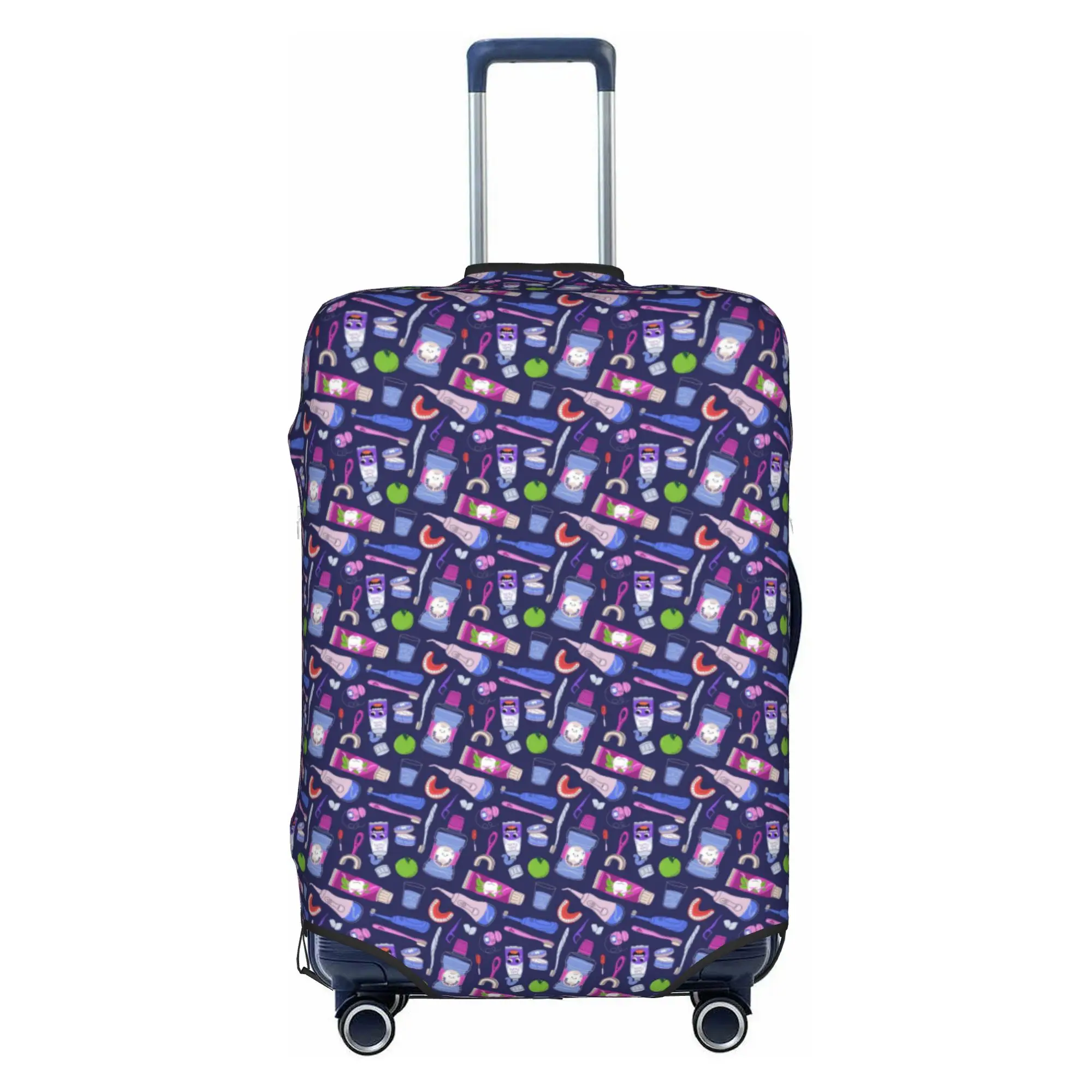 Cute Dental Care Seamless Pattern Luggage Cover Elastic  Travel Suitcase Protective Covers Suit For 18-32 inch