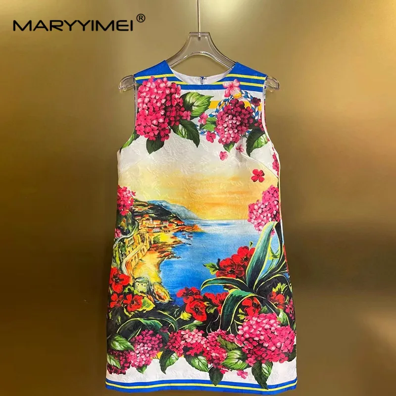 

MARYYIMEI Summer Women's Dress Sleeveless Jacquard Elegant Romantic Print Pretty Slim-Fit Hip Wrap Casual Holiday Dresses