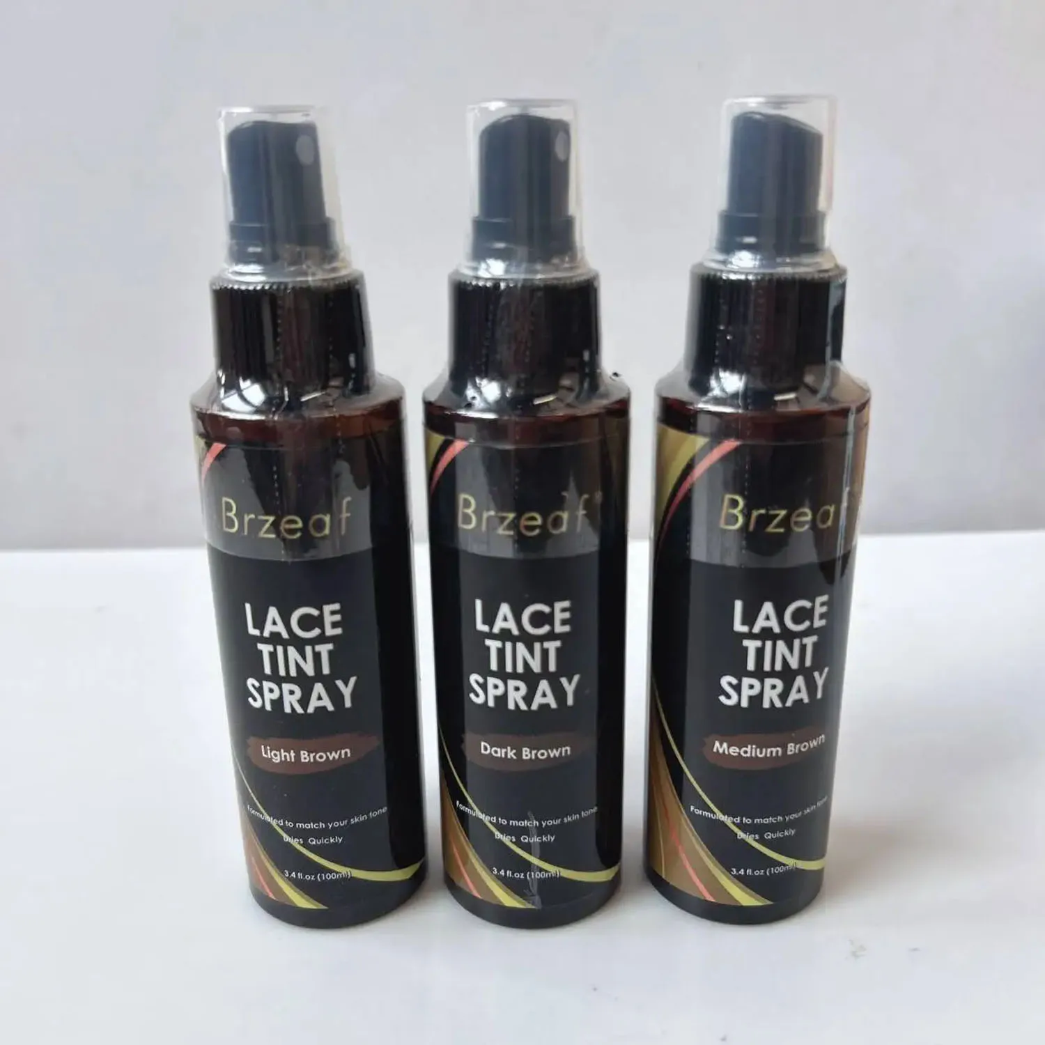 Кружевной оттенок-спрей для кружевных париков Темно-коричневый Средне-коричневый Светло-коричневый кружевной оттенок-спрей для застежек, париков и закрытия спереди 100 мл