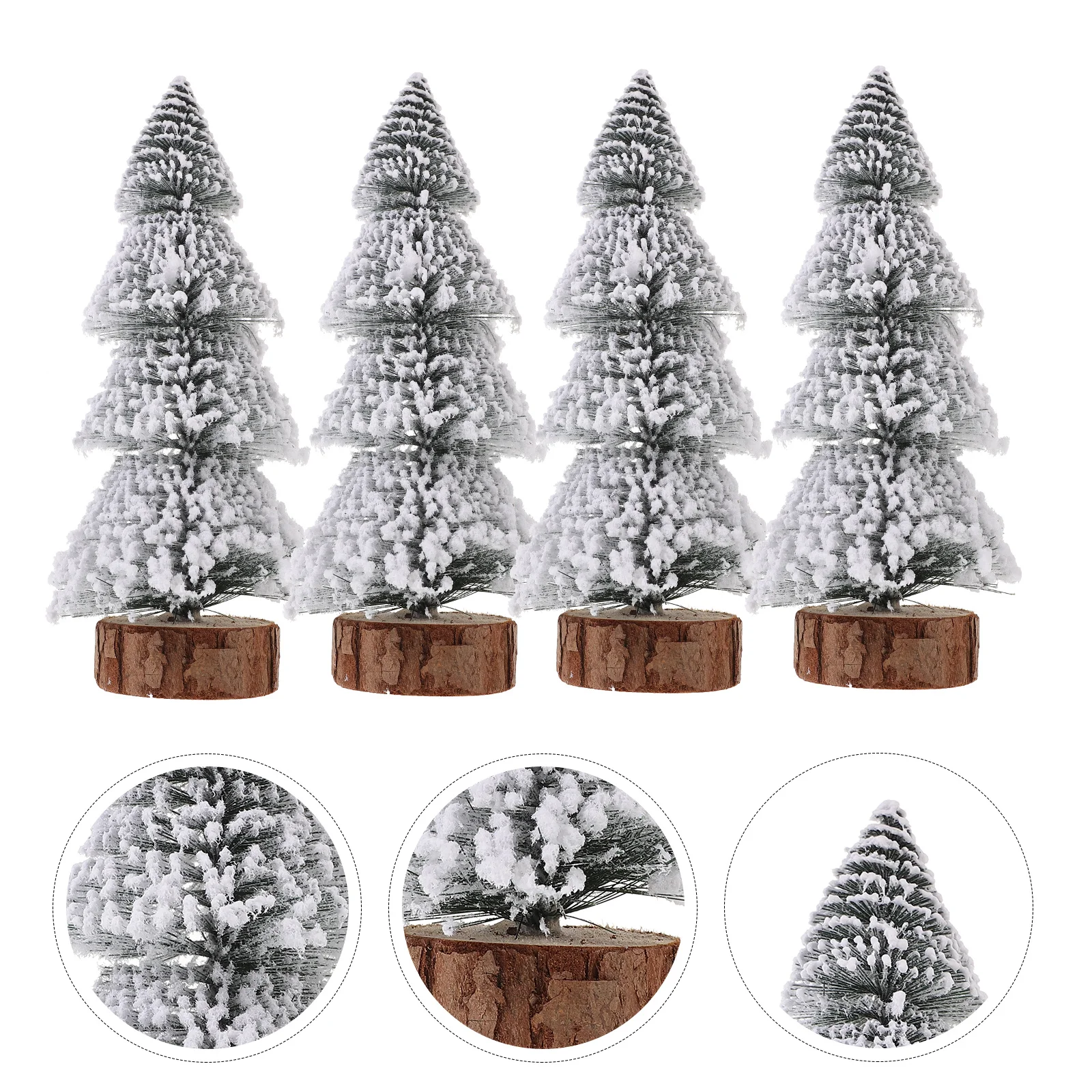 

2pcs Mini Christmas Trees 6.3 Inch Snow Flocked Desktop Decor For Holiday Party Home Tabletop Artificial Pine Tree Xmas Ornament