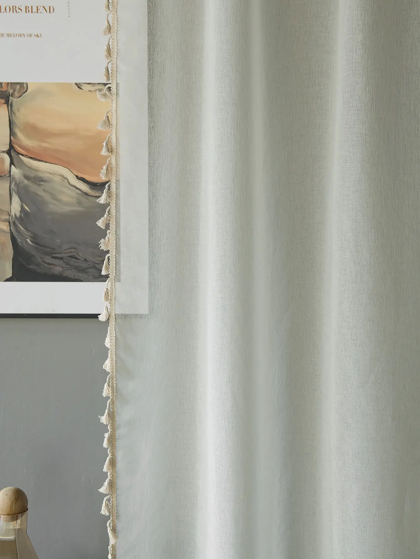 Beige Sheer Curtains White Korean Simple Mesh Veil for Living room, Bedroom