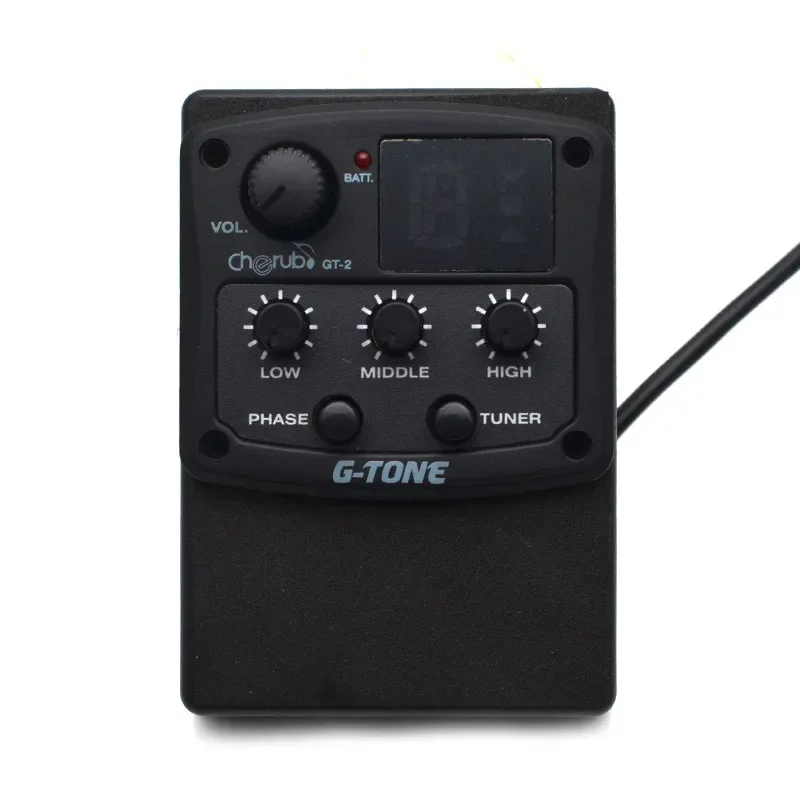 Cherub G-Tone Series Acoustic Guitar Preamp GU3 GT-2/3/4/6 GS-3 3-Band EQ Equalizer LED Tuner Black