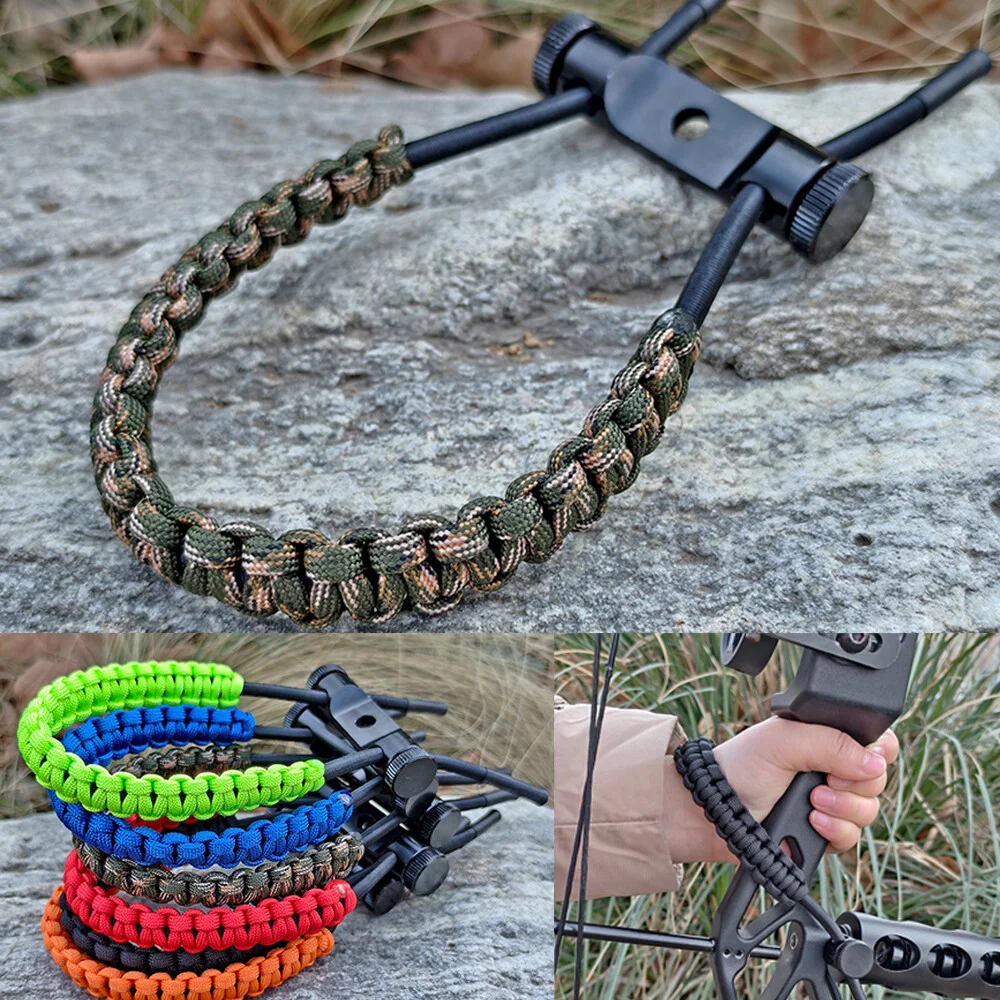 

Archery Bow Wrist Sling Adjustable Compound Bow Wrist Strap Plaited Rope Metal Bracket Target Hunting Shooting Accessories