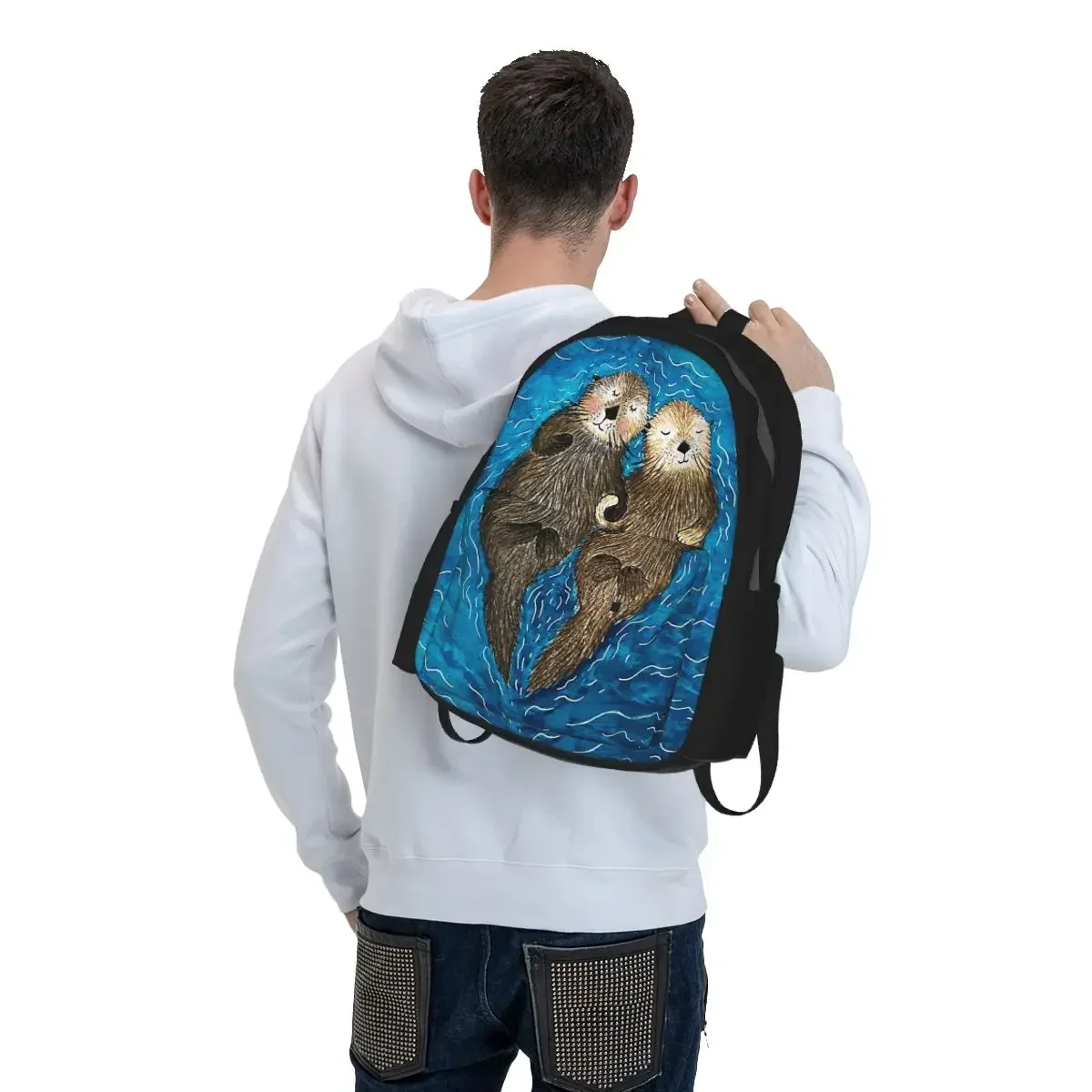 Otter CUTE SLEEP Student Backpack School Bag Hiking Travel Daypack for Boys Girls Bookbag Shoulder Bags