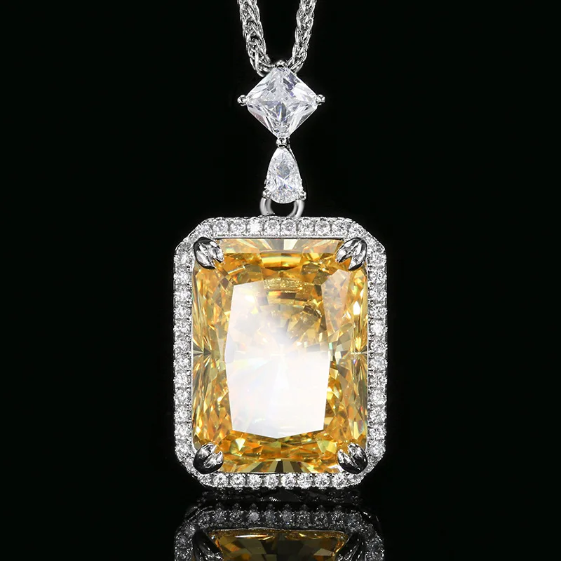 

New Jewelry Ledean Cut Yellow Diamond Pendant Suit Main Stone 15*20 Wholesale