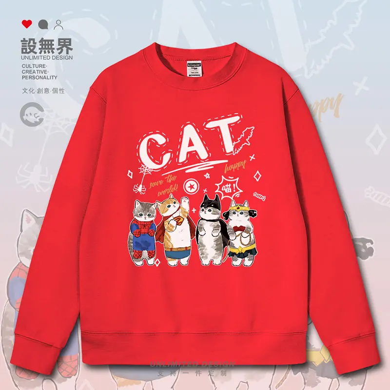 Cute Cat Cos Spider Man Batman Childlike Cartoon mens hoodies fashion jerseys for men men's sports white autumn winter clothes