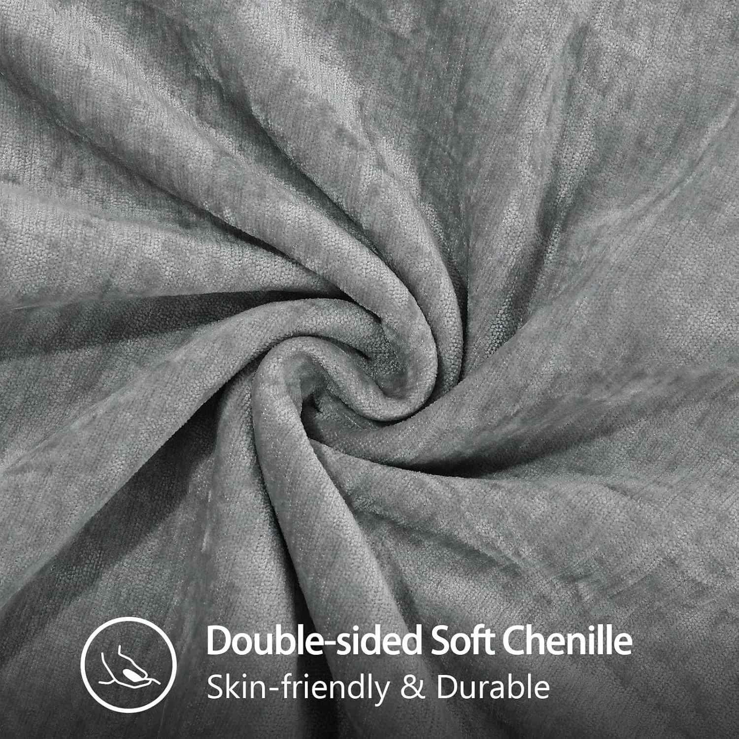 أغطية وسائد المزرعة المخملية وسادة زخرفية زنبركية من الشنيل مقاس 45 × 45 سم حافة مخيطة باللون الرمادي لغرفة النوم والأريكة