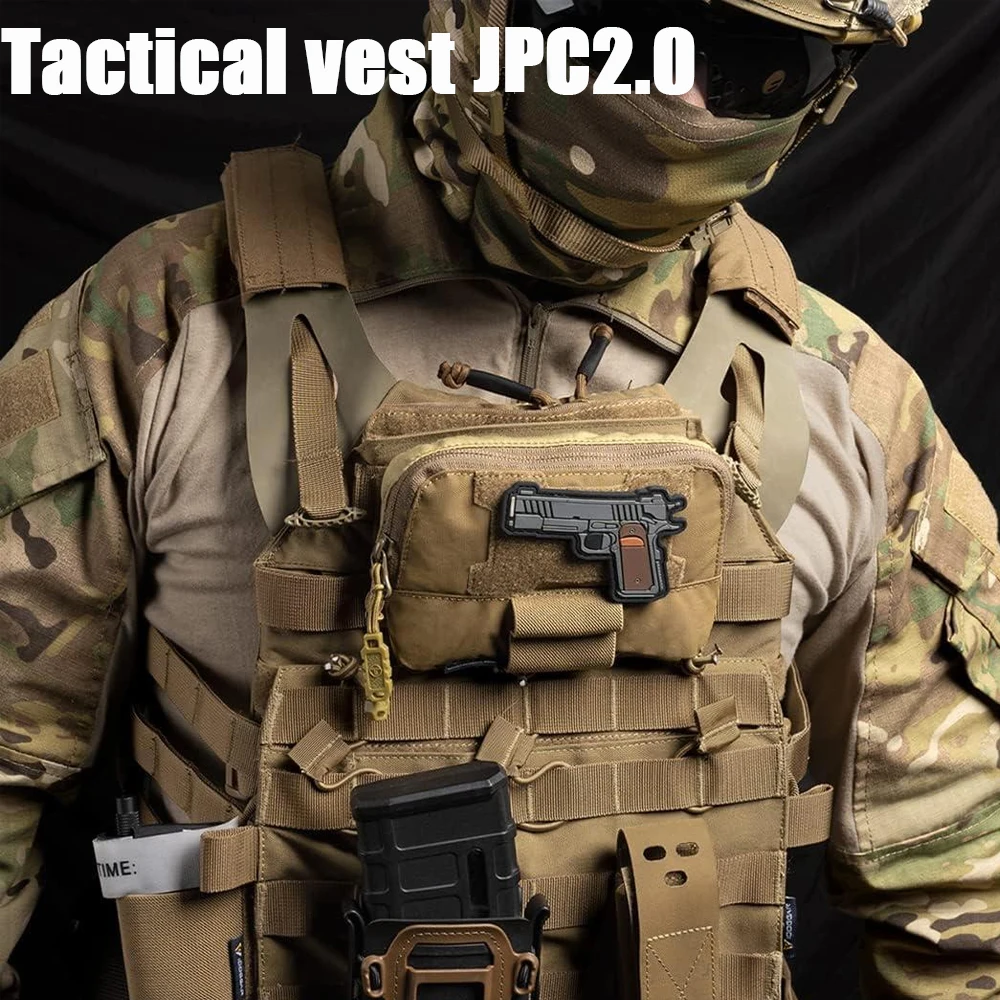 JPC2.0 tactical vest, chest map bag, smoke bomb storage bag, vest front accessory bag, MOLLE system standard triple bag