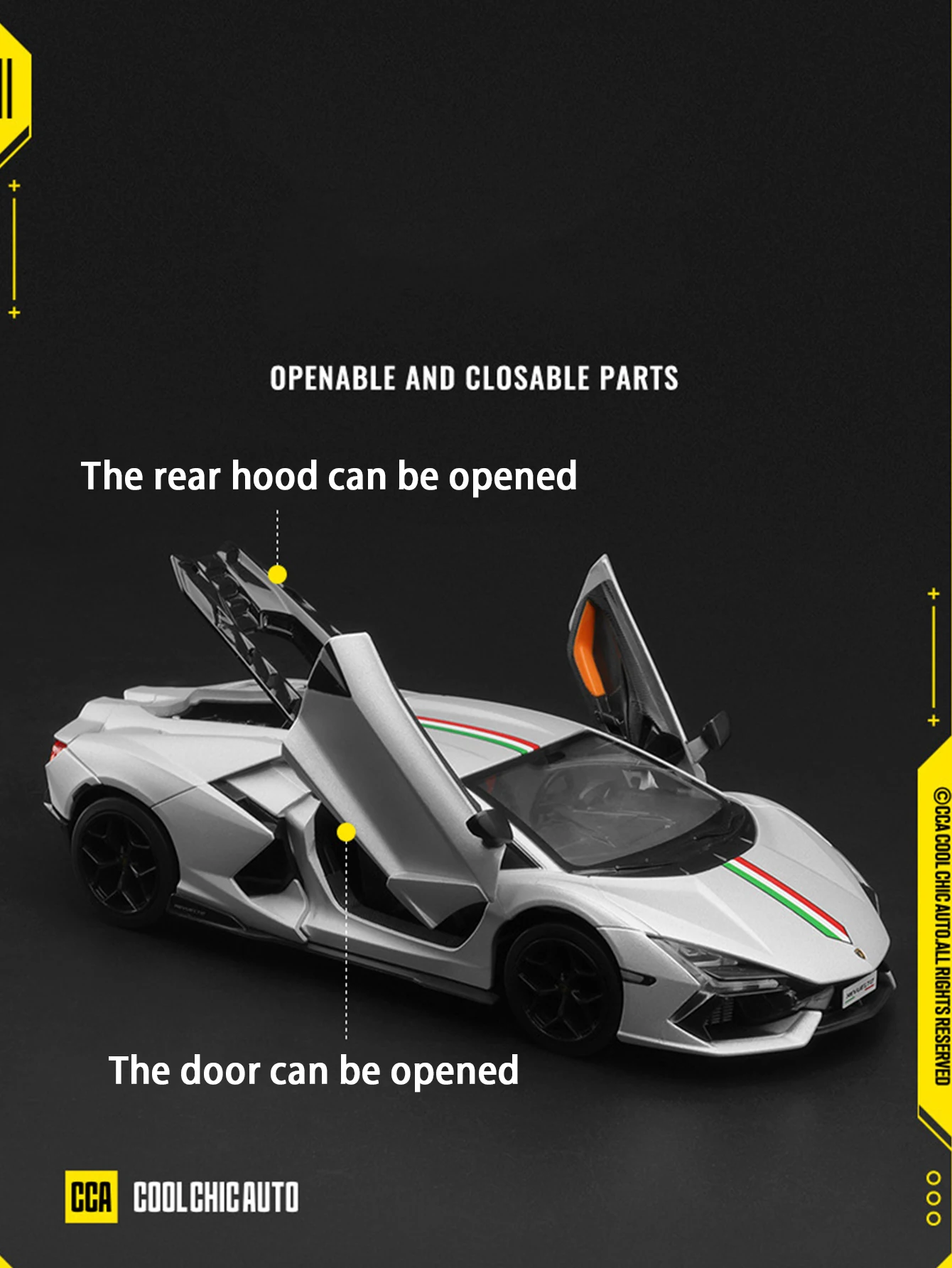 CCA 1:24 시뮬레이션 아연 합금 람보르기니 레불토 모델카, 정적 장식품, 금속 수집용 선물 자동차