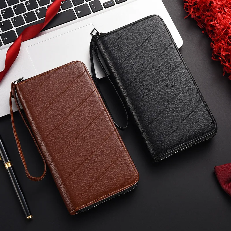 2024 Men Wallets Fashion Long PU Leather Top Quality Card Holder Large Capacity Business Handbag Multifunctional zipper wallet