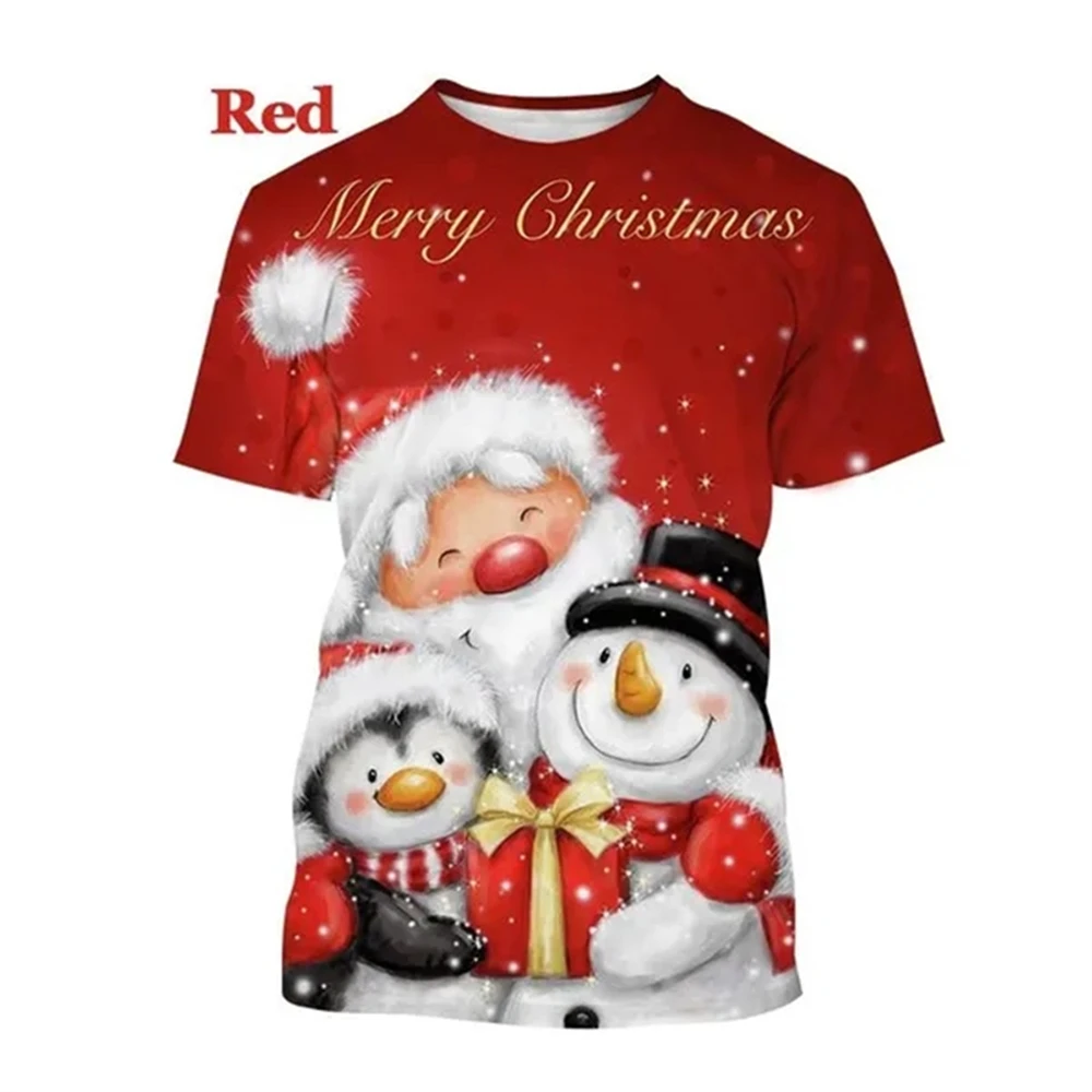 

Men's Clothing Christmas T Shirt Short Sleeve Round Neck Snowman Elk Xmas Printed T-Shirt Oversized 5xl Designer Men's T-Shirts