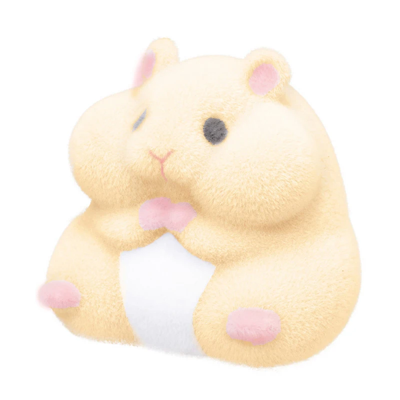 New Flocking Doll Cute Hamster Children Plush Toy Capsule Toys Kawaii Fatty Milky Hamster Flocking Plush Dolls Gashapon Toys