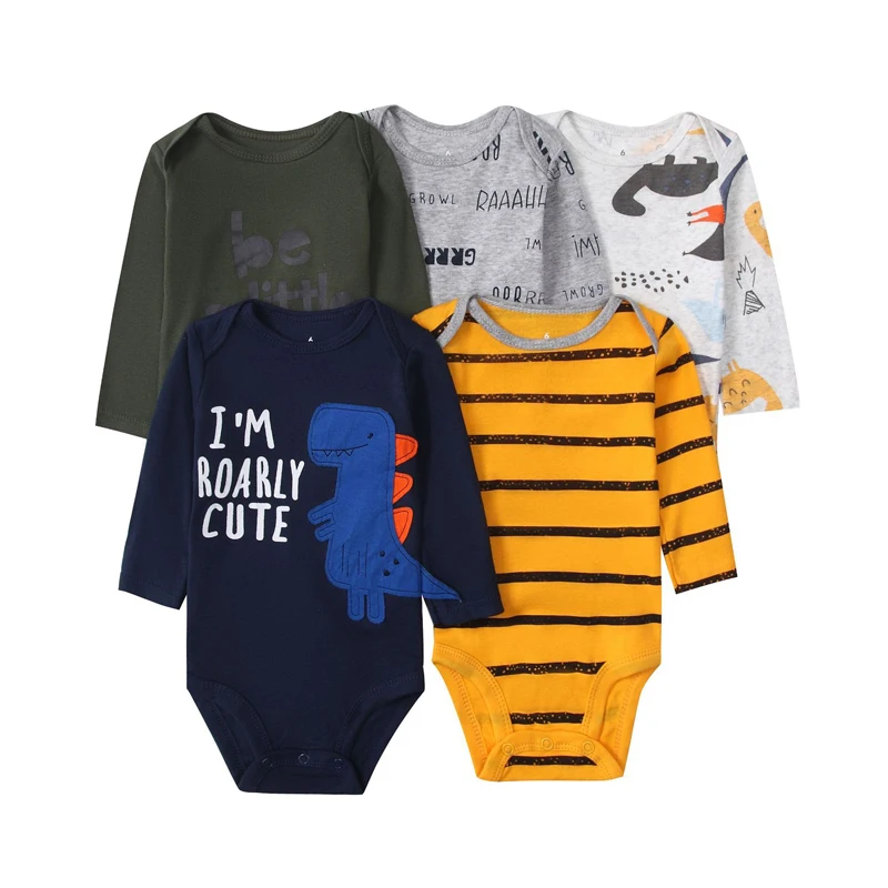 Ircomll 5 PCS Long Sleeve Baby Boys Girls Bodysuit Baby Girl Boy Clothes Infant Bodysuit Sets for Children 0 to 12 months bebe