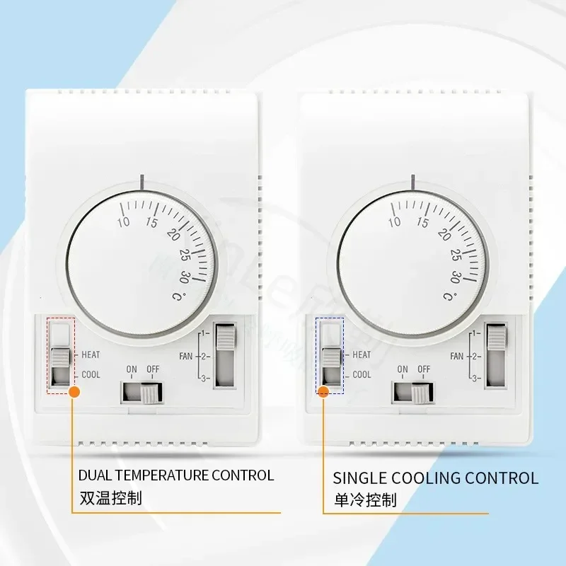 Termostat AC sentral controller pengontrol unit koil kipas panel saklar tiga kecepatan