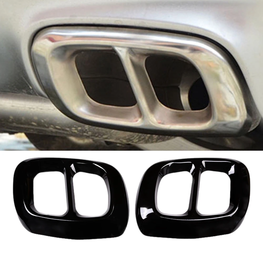 Car Black Stainless Steel Tail Throat Exhaust Pipe Muffler Tip Cover Trims for Mercedes Benz GLA Class H247