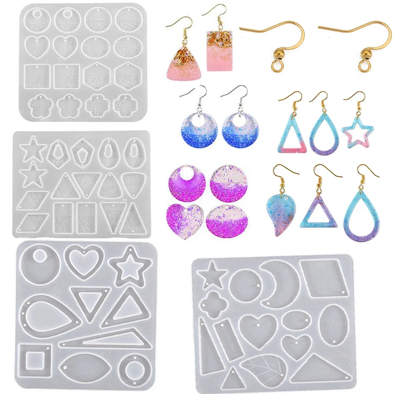 1pcs Earring Pendant Silicone Resin Mold Epoxy Jewelry Making Keychain Keyrings Molds DIY Charms Pendant Mould Jewelry Findings