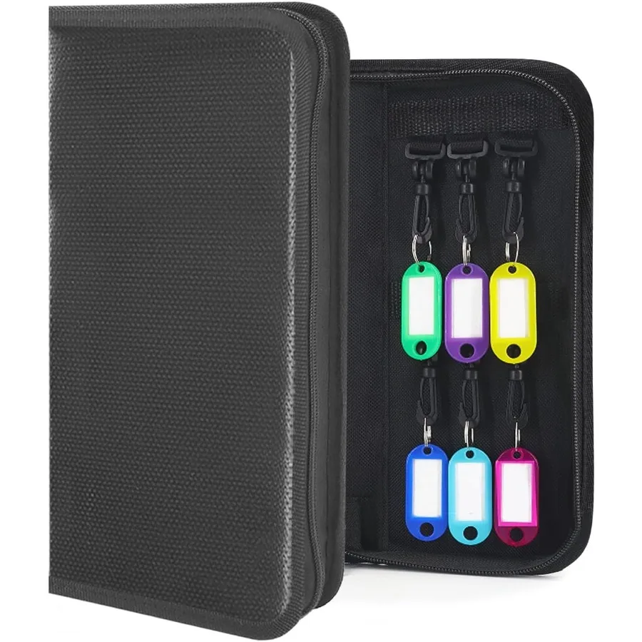 Organizzatore di chiavi portatile con cerniera con 12 ganci chiave e etichette per la gestione del noleggio, vendite immobiliari, esecuti di hotel e automobili