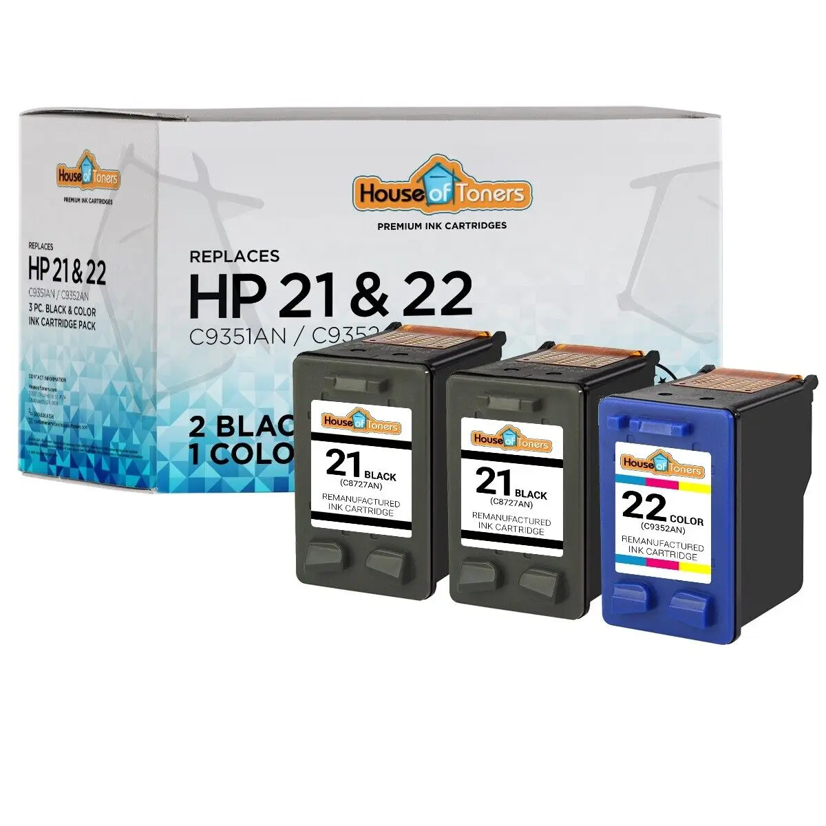 

3PK HP 21 22 Ink Cartridge for Deskjet D1530 D1560 D1568 D2330 F370 F390 3910