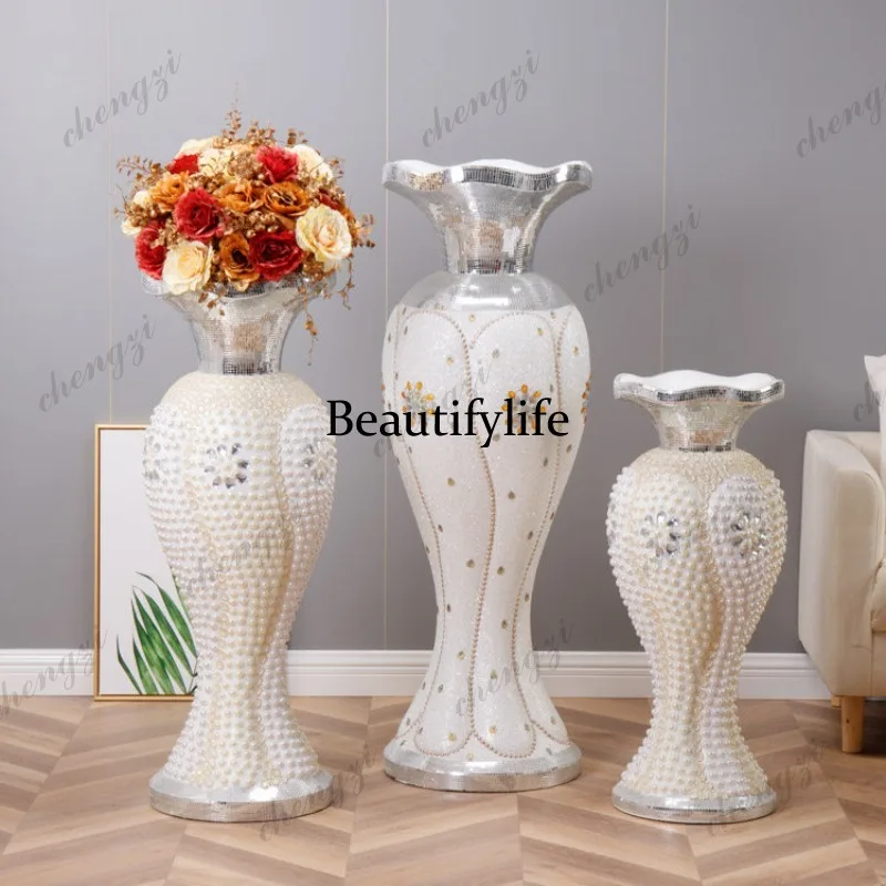 A95 European-style fiberglass magnesium mud home floor-to-ceiling large vase dried flower arrangement decorative ornament
