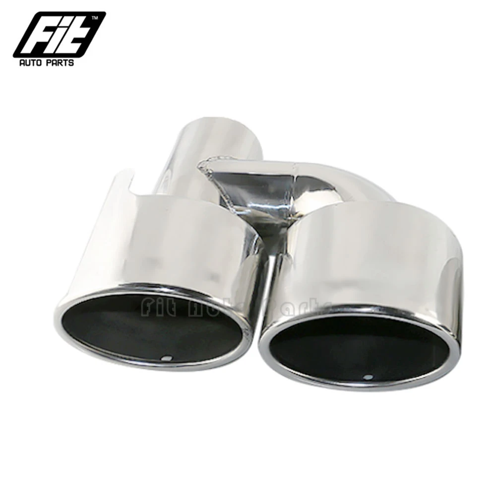 1PCS Stainless Steel Silver Exhaust Pipe car 2.5\'\' Inelt Oval dual exhaust tip for W204 C200 C260 Muffler tailpipe