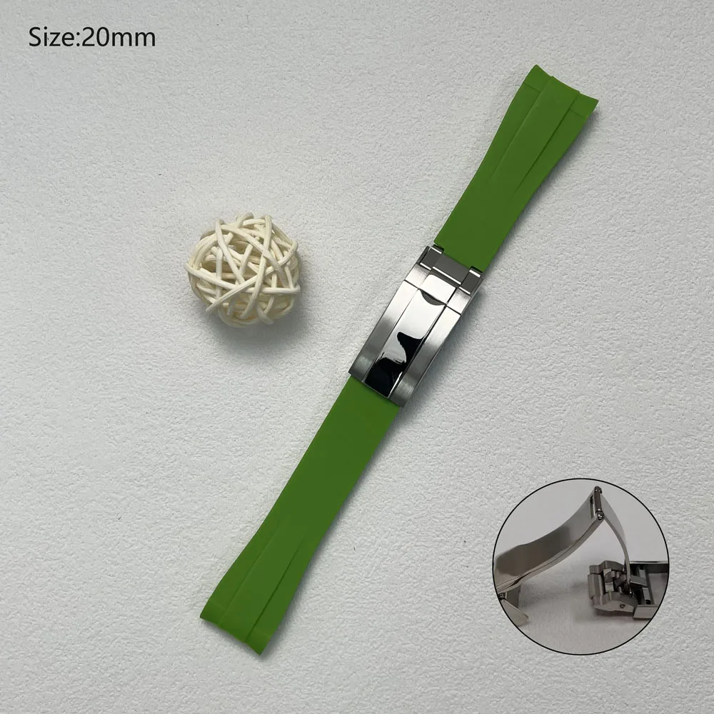 حزام مطاطي للرجال مقاس 20 مم مع مشبك أمان قابل للطي لاستبدال ملحقات علبة الساعة مناسبة لساعة الغوص أو ساعات الكوارتز VK63