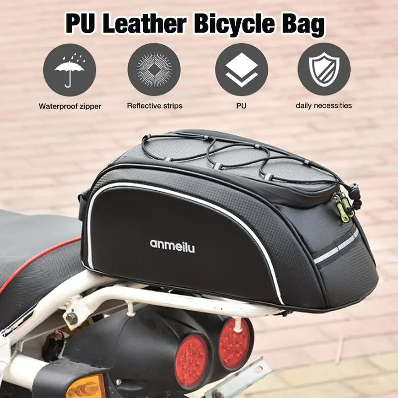 8L Bike Pannier Bag PU Waterproof Large Capacity Bike Scooter Motorcycles Trunk Bag Bicycle Tail Bags Cycling Equipment Dropship