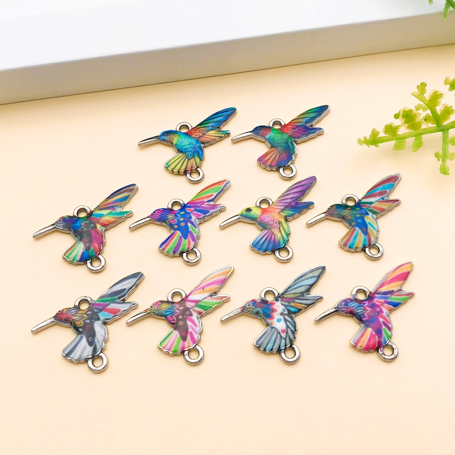 5/10pcs 16x25mm Alloy Colorful Hummingbird Charms Pendants DIY Accessories Craft for Necklace Earrings Keychain Jewelry Making