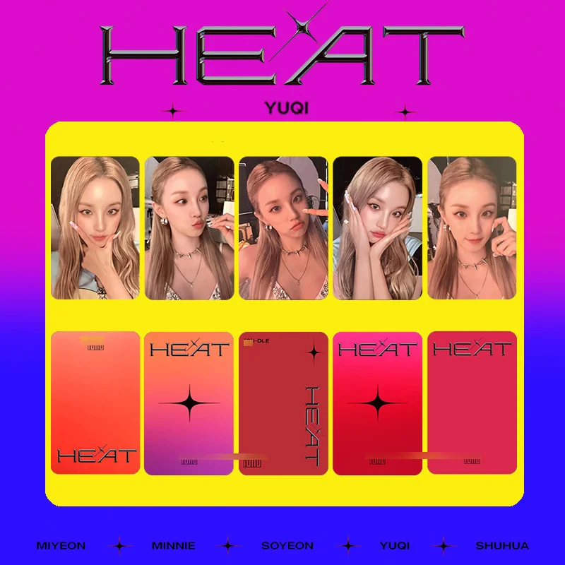 5/set Kpop (G)I-DLE New Album HEAT Single Small Card Song Yuqi Ye Shuhua Surrounding MINNIE GIDLE Collection Postcard Photo Card