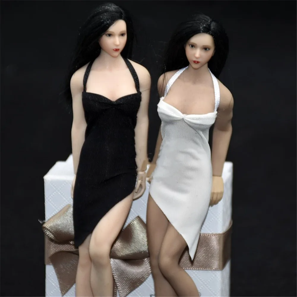 1/12 Scale female clothes sexy black white dress fit 6'' TBLeague JIAOU DOLL action figure