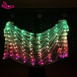 Ruoru 2m * 1m Polyester oryantal dans Led Veils karnaval göbek dans Light Up peçe sahne oryantal dans aksesuarları için festivali