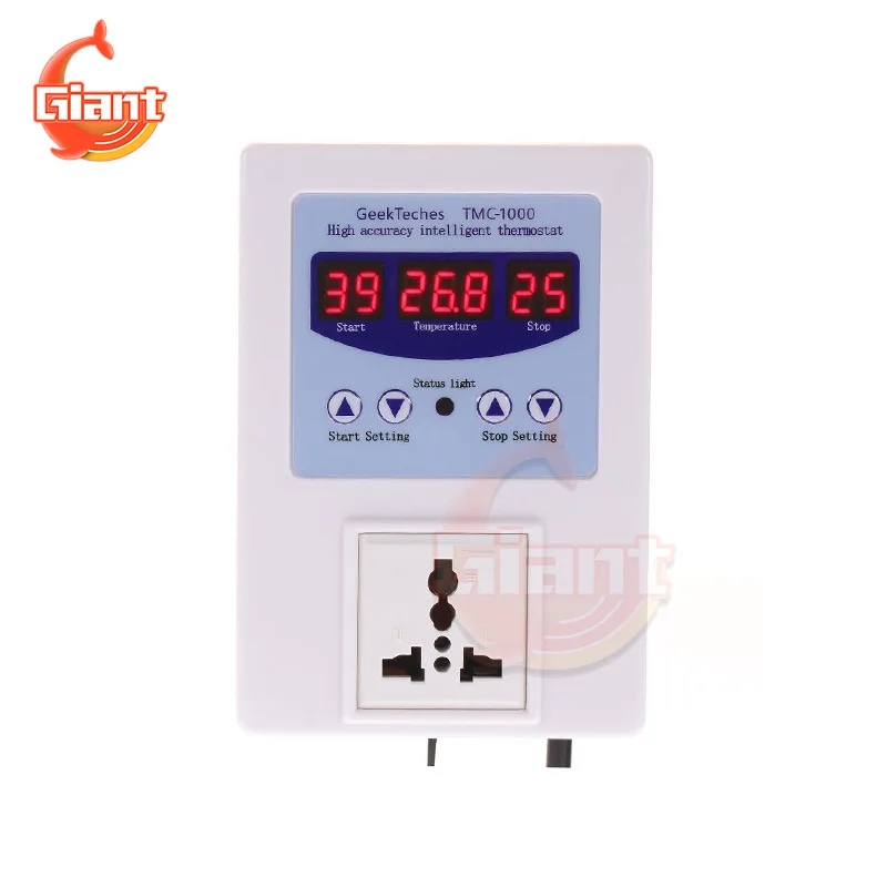Imagem -02 - Controlador de Temperatura Digital Aquecimento Inteligente Sensor de Refrigeração Termostato Display Led Soquete de Controle de Temperatura Tmc1000