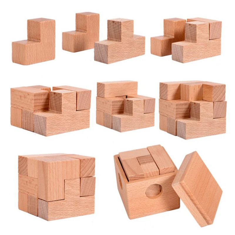 Soma Cube Puzzle in Wood Box Difficult Brain Teasers For Adults Teens Kids IQ Challenge Mind Logic Games Intellectual Toys