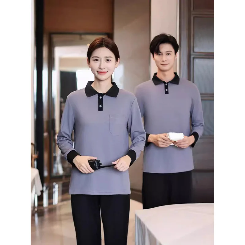 Shopping Mall Cleaning Work Clothes Long SleeveTT-shirt Spring and Summer Female Male Property Hotel Hotel Room Cleaning Aunt Cl